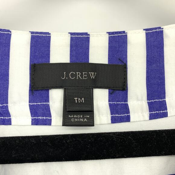 J.Crew Blue White Striped Tunic Top Womens Size TM Long Sleeve Split Neck - Picture 5 of 6